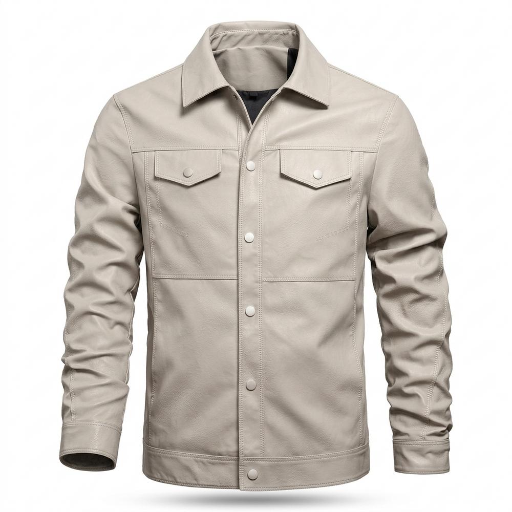 Allsaints Leather - Maven | Button-Front Collared Leather Jacket Men