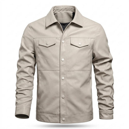 Allsaints Leather - Maven | Button-Front Collared Leather Jacket Men