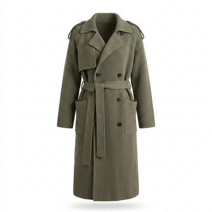 Allsaints Leather - Veven | Rib-Knit Double-Breasted Coat Women