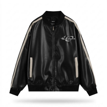 Allsaints Leather - Miran | Striped Zip-Up Jacket Unisex