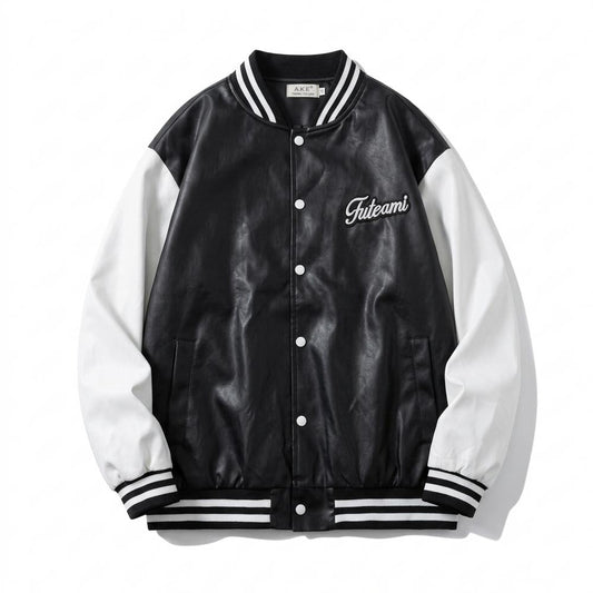 Allsaints Leather - Ronor | Two-Tone Snap-Button Leather Jacket Unisex