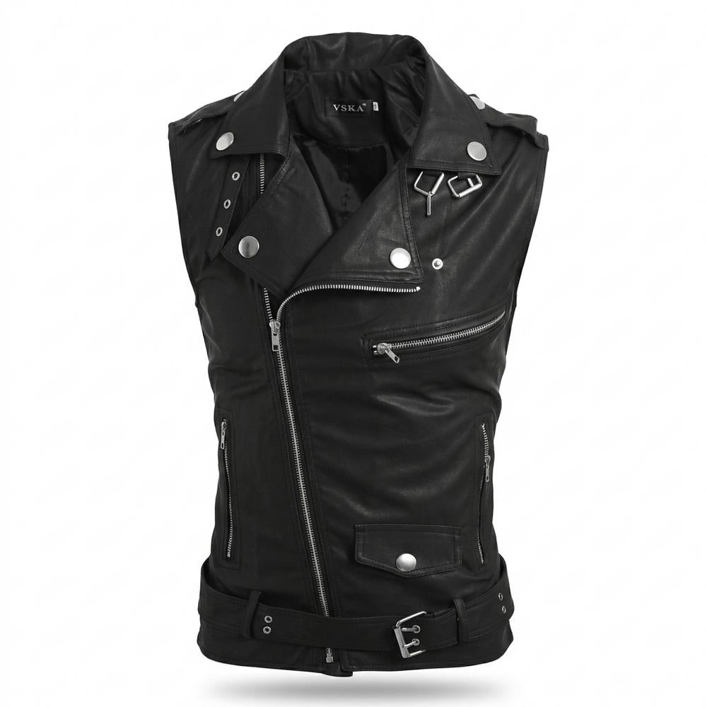 Allsaints Leather - Velin | Asymmetrical Sleeveless Vest Men