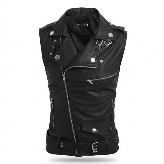 Allsaints Leather - Velin | Asymmetrical Sleeveless Vest Men
