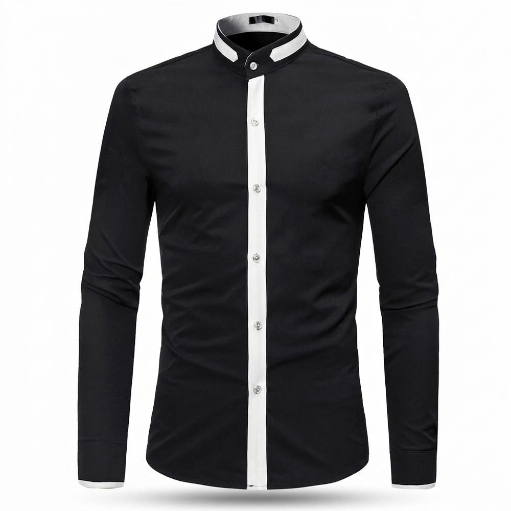 Allsaints Leather - Kukok | Contrast-Placket Slim-Fit Shirt Men