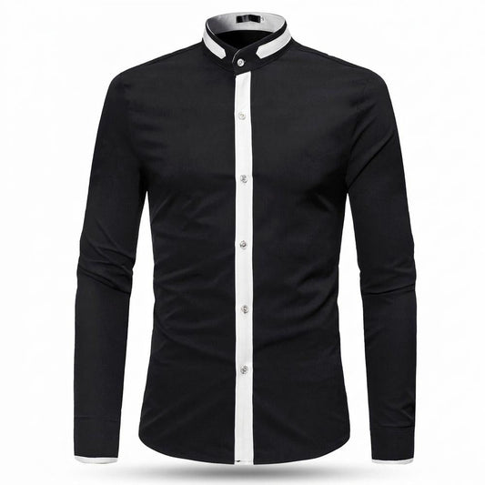 Allsaints Leather - Kukok | Contrast-Placket Slim-Fit Shirt Men