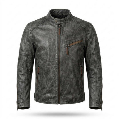 Allsaints Leather - Zemir | Distressed Stand-Collar Leather Jacket Men