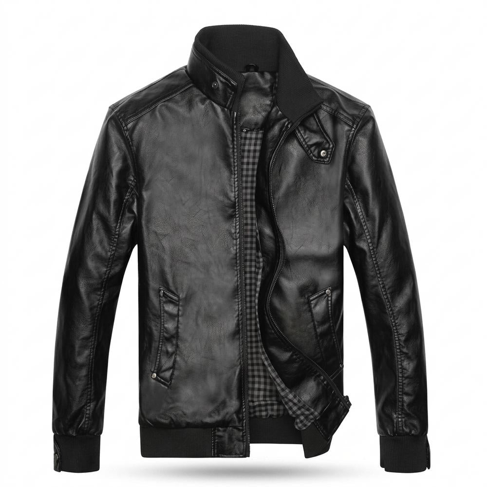 Allsaints Leather - Yopim | Zippered Stand-Collar Leather Jacket Men