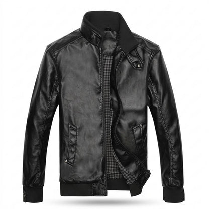 Allsaints Leather - Yopim | Zippered Stand-Collar Leather Jacket Men