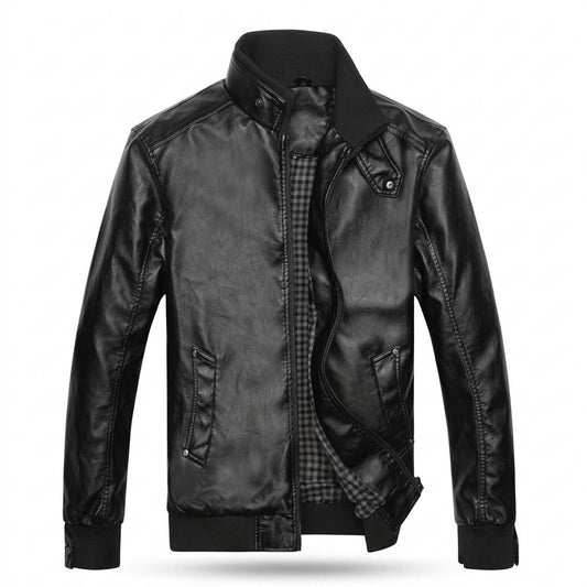 Allsaints Leather - Yopim | Zippered Stand-Collar Leather Jacket Men