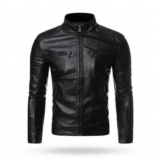 Allsaints Leather - Vonat | Zip-Up Quilted-Shoulder Leather Jacket Men