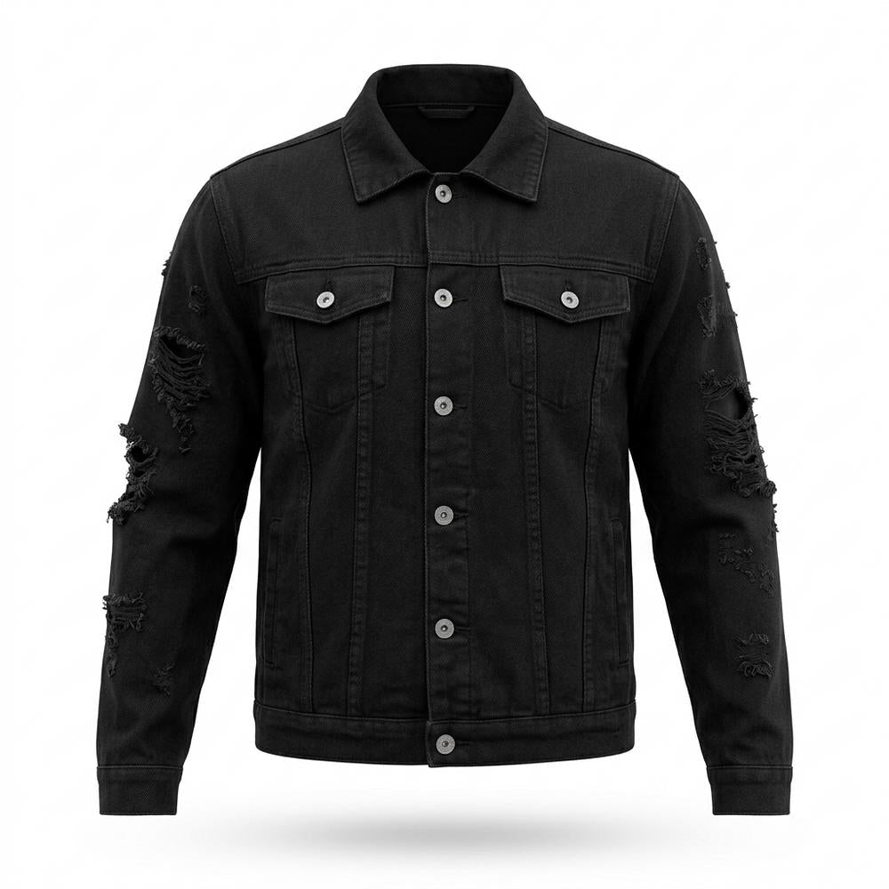 Allsaints Leather - Lasil | Distressed Button-Front Denim Jacket Unisex