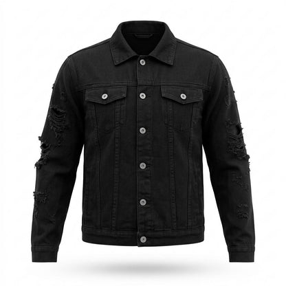 Allsaints Leather - Lasil | Distressed Button-Front Denim Jacket Unisex