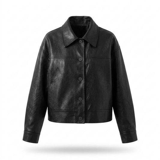 Allsaints Leather - Zanav | Buttoned Cropped Leather Jacket Women