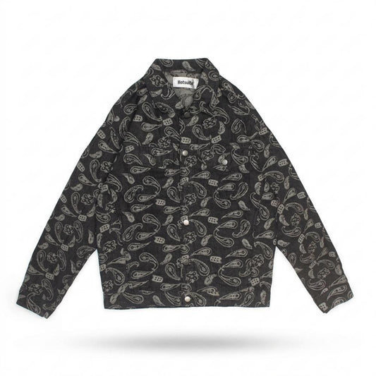 Allsaints Leather - Colev | Paisley-Patterned Button-Up Jacket Unisex