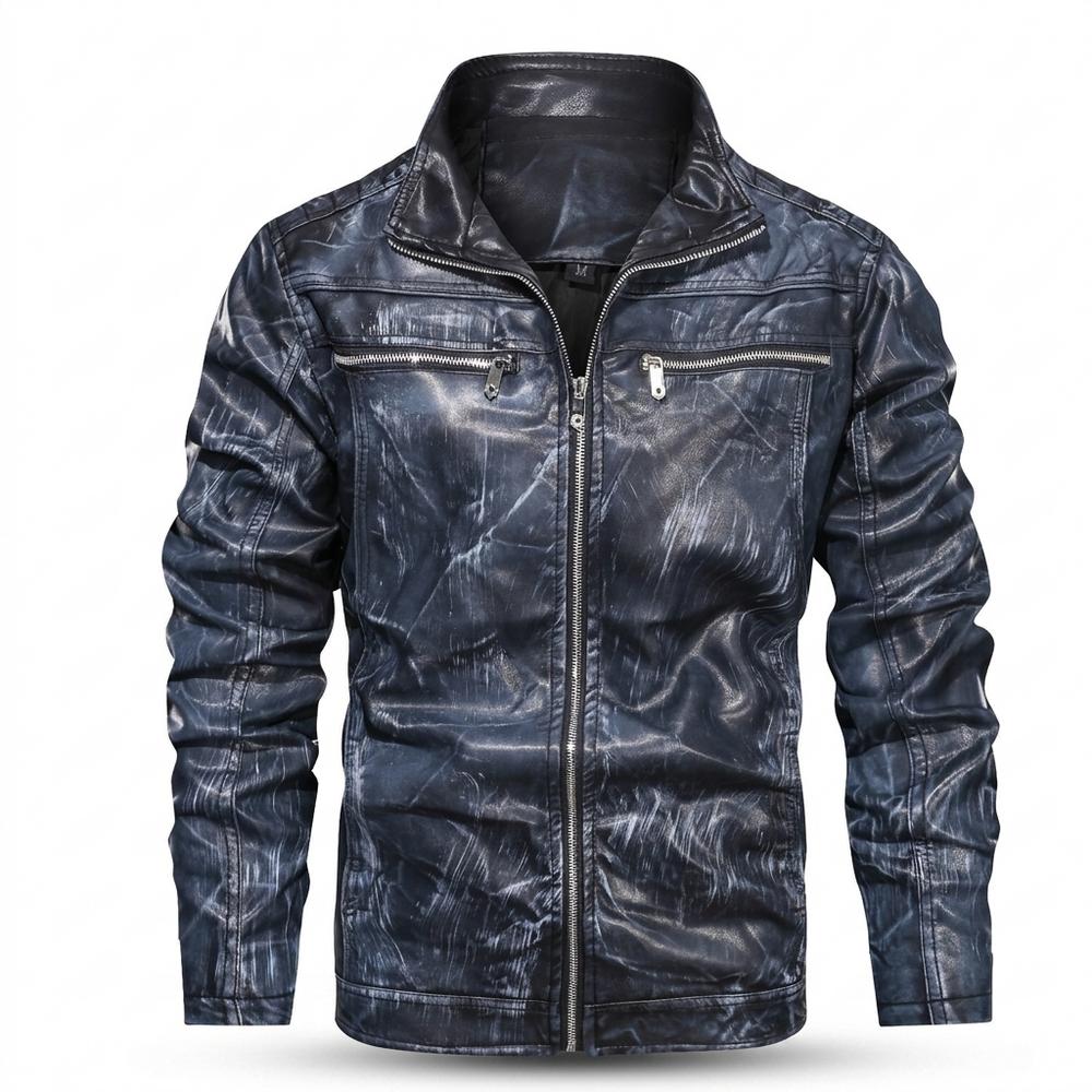 Allsaints Leather - Rirev | Distressed Zip-Up Leather Jacket Men