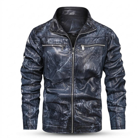 Allsaints Leather - Rirev | Distressed Zip-Up Leather Jacket Men