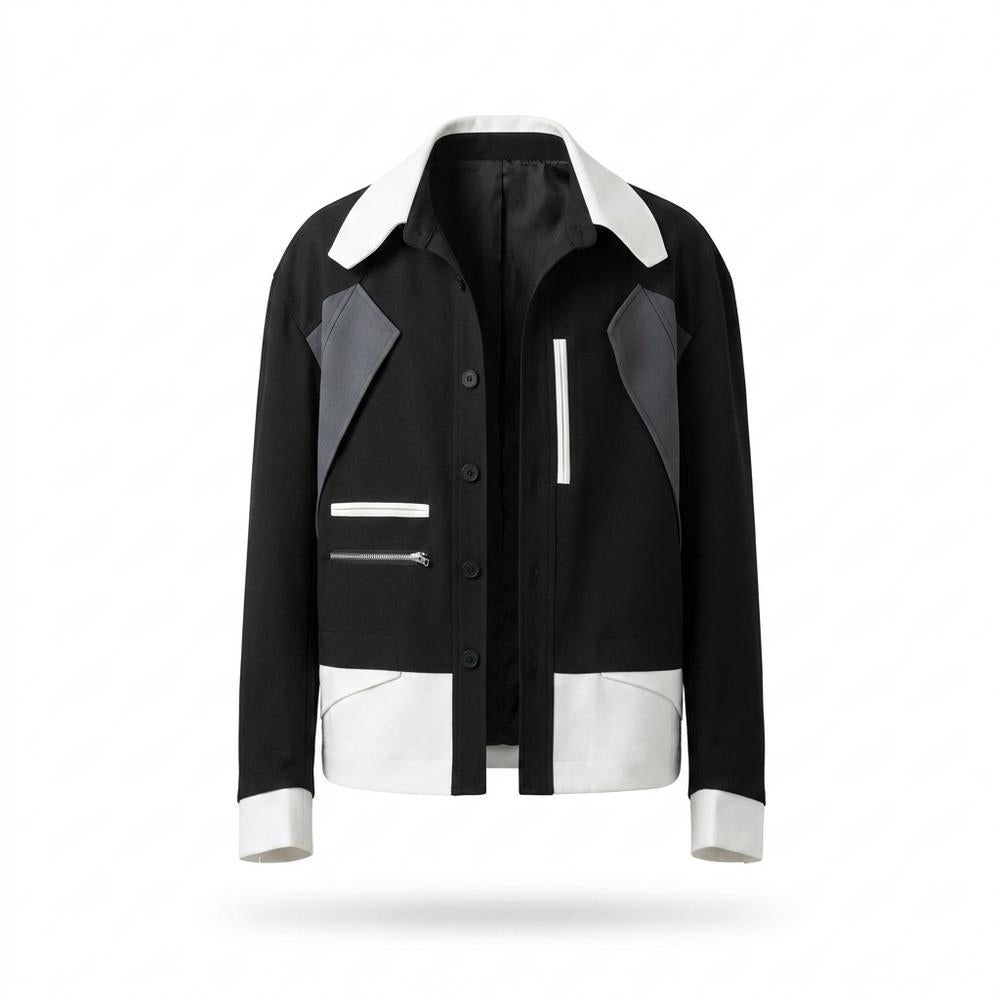 Allsaints Leather - Rirel | Color-Block Button-Front Jacket Unisex