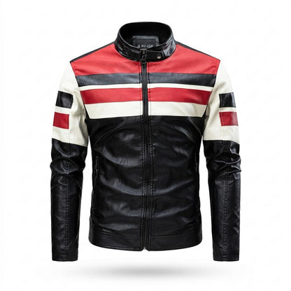Allsaints Leather - Dalev | Striped Color-Block Leather Jacket Men