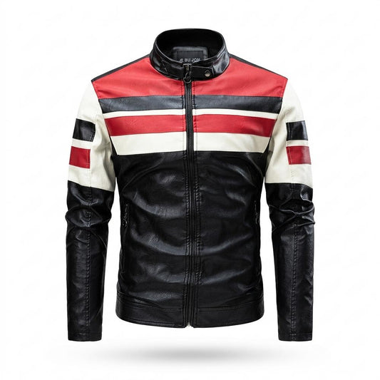 Allsaints Leather - Dalev | Striped Color-Block Leather Jacket Men