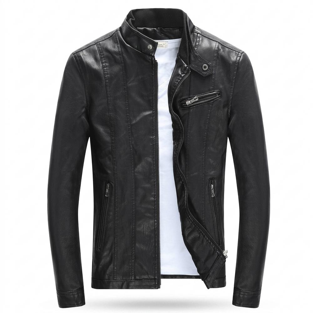 Allsaints Leather - Rekim | Stand-Collar Zippered Leather Jacket Men