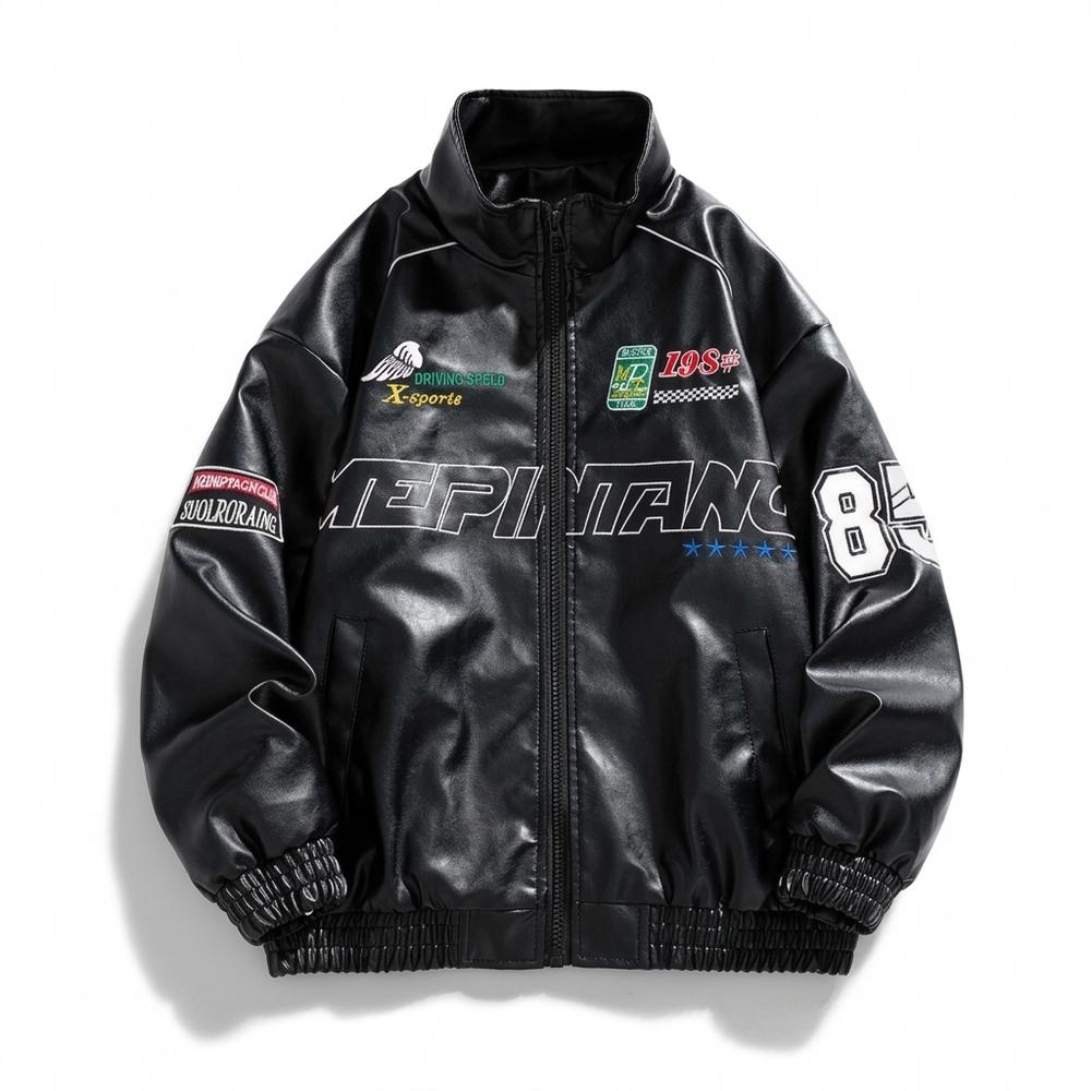 Allsaints Leather - Dalar | Embroidered Zip-Up Leather Jacket Unisex