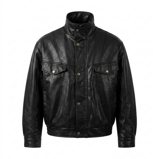 Allsaints Leather - Alsel | Stand-Collar Button-Front Leather Jacket Men