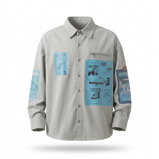 Allsaints Leather - Cafuk | Graphic Print Relaxed Fit Shirt Men