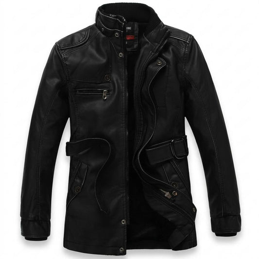 Allsaints Leather - Nenav | Zip-Up Stand-Collar Leather Jacket Men