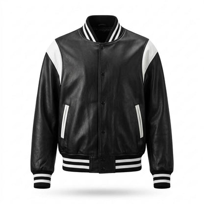 Allsaints Leather - Lavin | Two-Tone Snap-Button Jacket Unisex