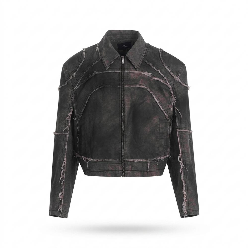 Allsaints Leather - Selom | Deconstructed Cropped Leather Jacket Unisex