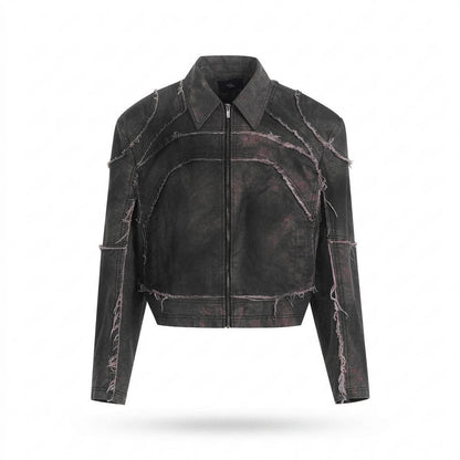Allsaints Leather - Selom | Deconstructed Cropped Leather Jacket Unisex
