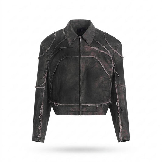 Allsaints Leather - Selom | Deconstructed Cropped Leather Jacket Unisex