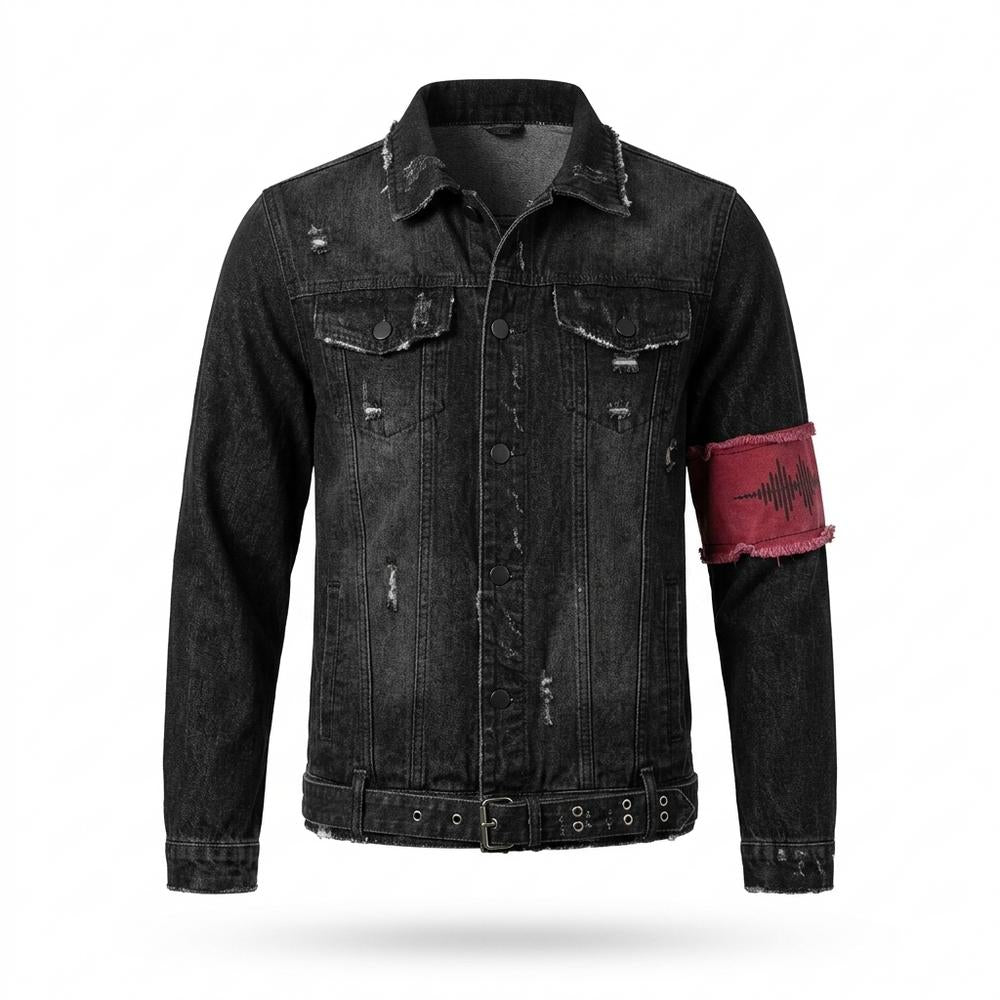 Allsaints Leather - Yoker | Distressed Belted Denim Jacket Men