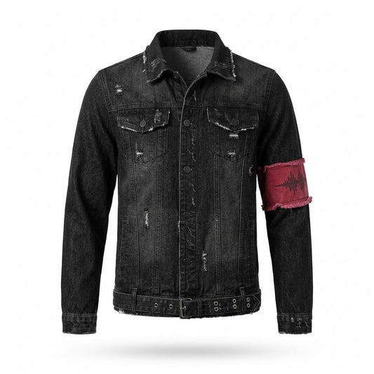 Allsaints Leather - Yoker | Distressed Belted Denim Jacket Men