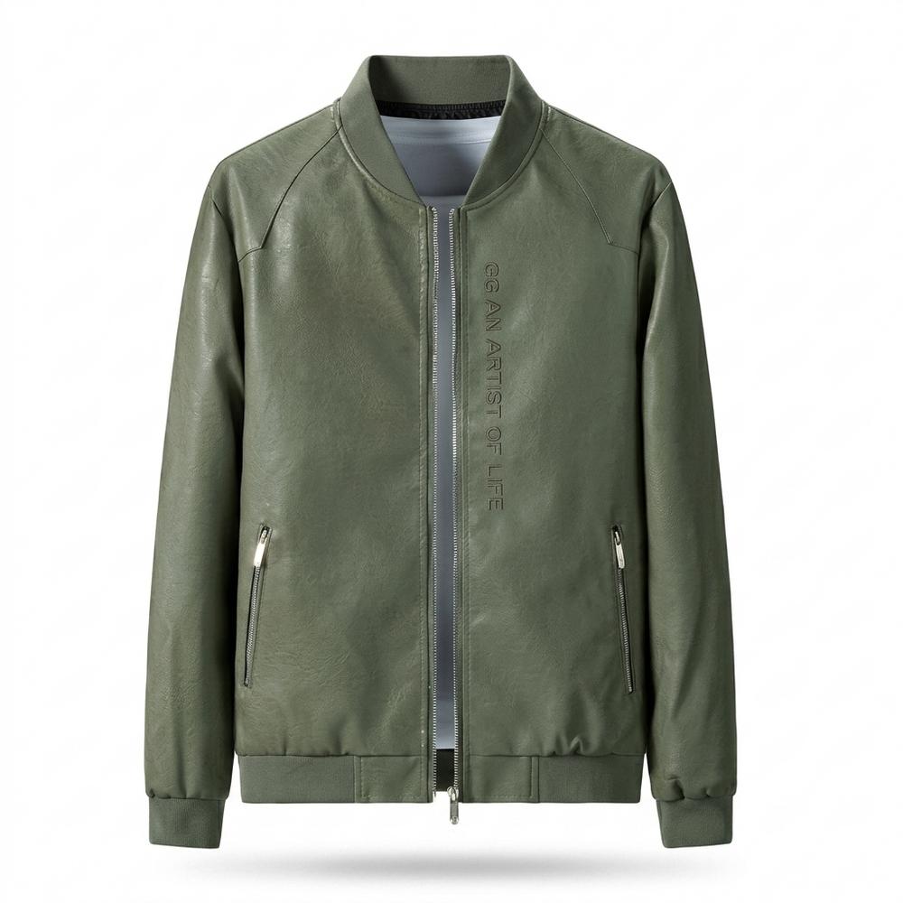 Allsaints Leather - Eigus | Zip-Up Rib-Collar Leather Jacket Men