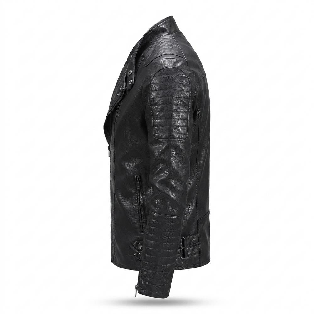 Allsaints Leather - Damon | Asymmetrical Quilted Leather Jacket Men
