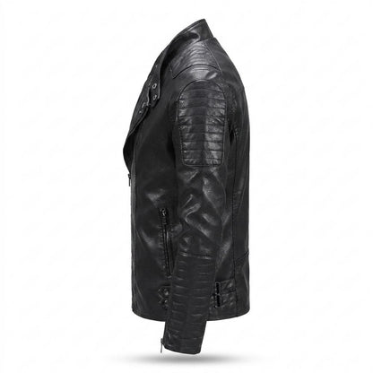 Allsaints Leather - Damon | Asymmetrical Quilted Leather Jacket Men