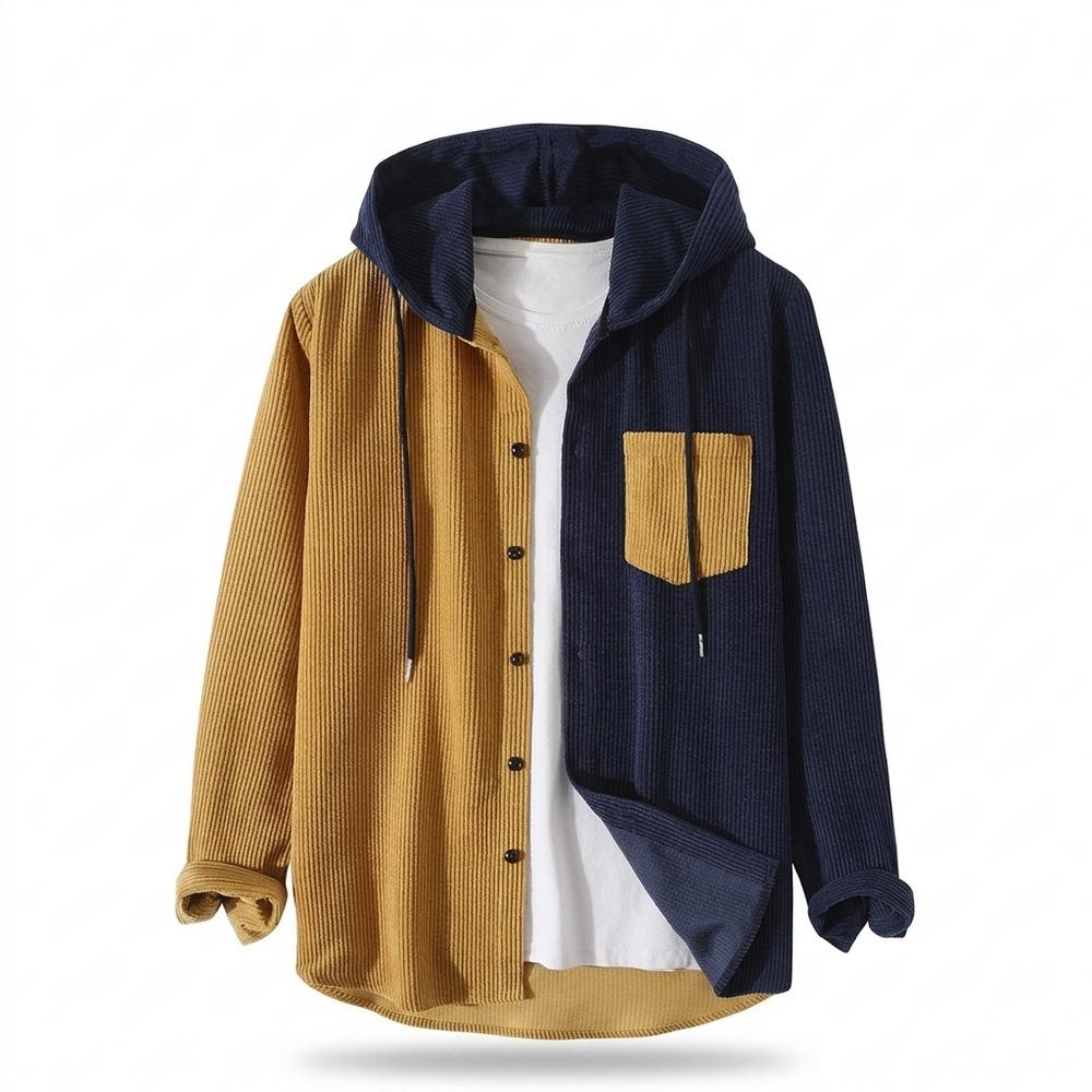 Allsaints Leather - Manun | Color-Block Hooded Shirt Men