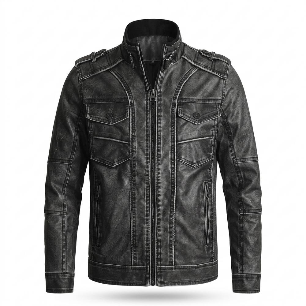 Allsaints Leather - Zatel | Washed Multi-Pocket Leather Jacket Men