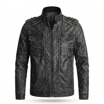 Allsaints Leather - Zatel | Washed Multi-Pocket Leather Jacket Men