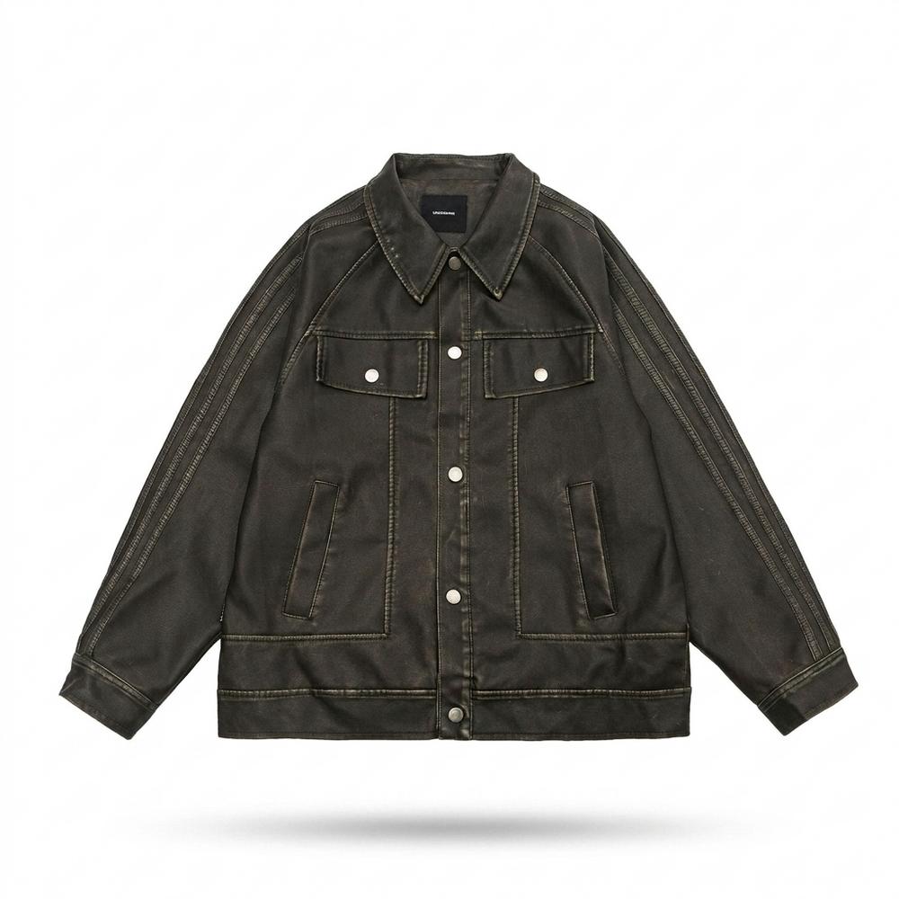 Allsaints Leather - Dasen | Washed-Out Button-Front Jacket Unisex