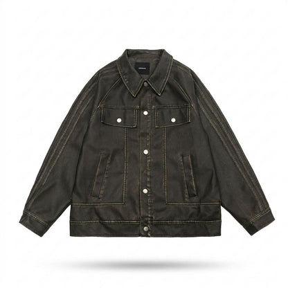 Allsaints Leather - Dasen | Washed-Out Button-Front Jacket Unisex