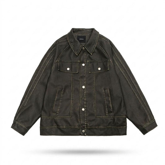 Allsaints Leather - Dasen | Washed-Out Button-Front Jacket Unisex