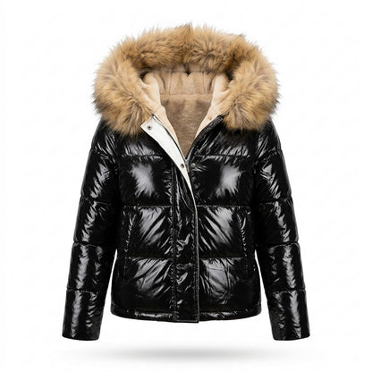Allsaints Leather - Rasin | Glossy Padded Jacket Women