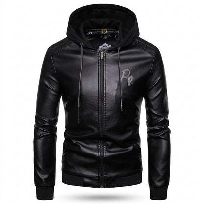 Allsaints Leather - Aowev | Hooded Zip-Up Leather Jacket Men