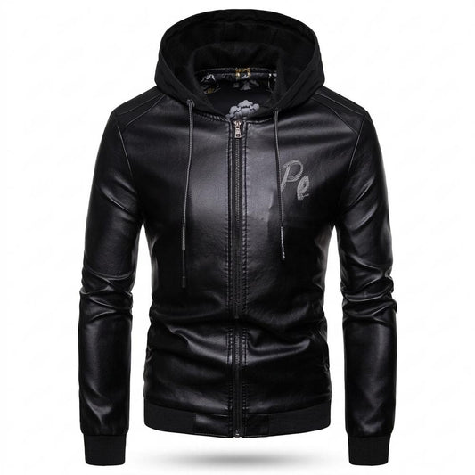 Allsaints Leather - Aowev | Hooded Zip-Up Leather Jacket Men