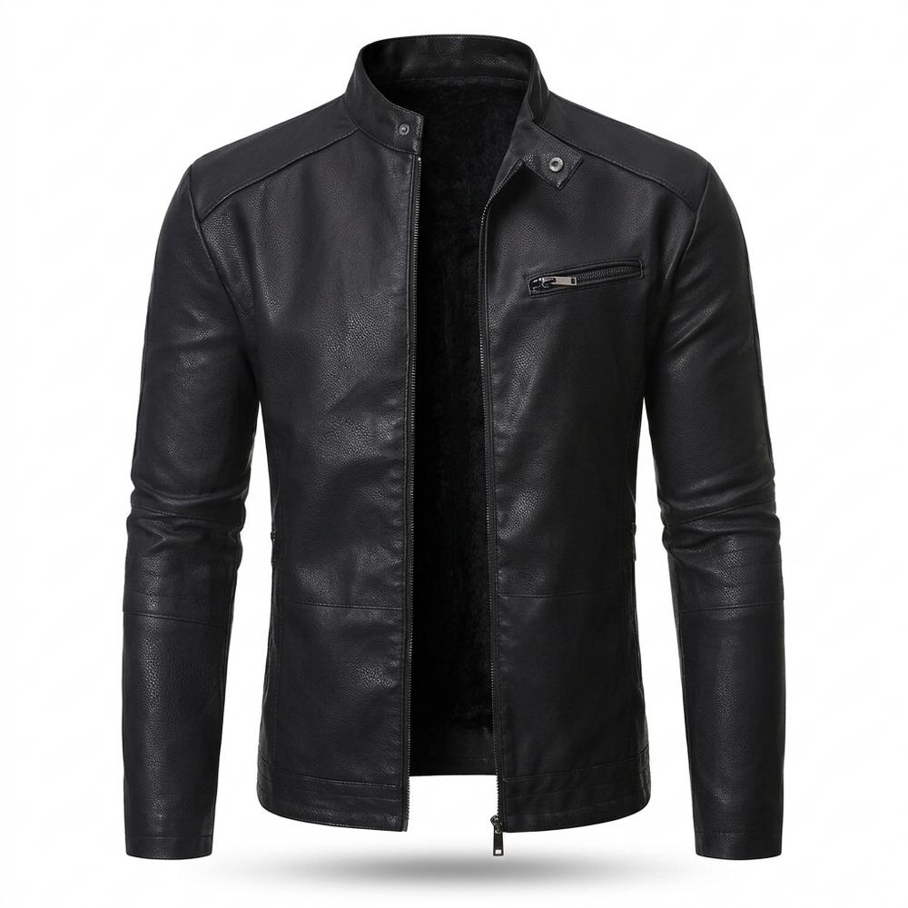 Allsaints Leather - Kehal | Fleece-Lined Stand-Collar Leather Jacket Men