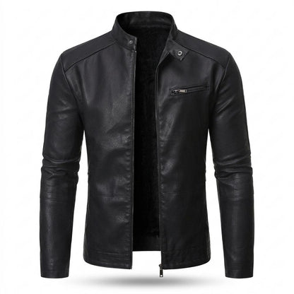 Allsaints Leather - Kehal | Fleece-Lined Stand-Collar Leather Jacket Men