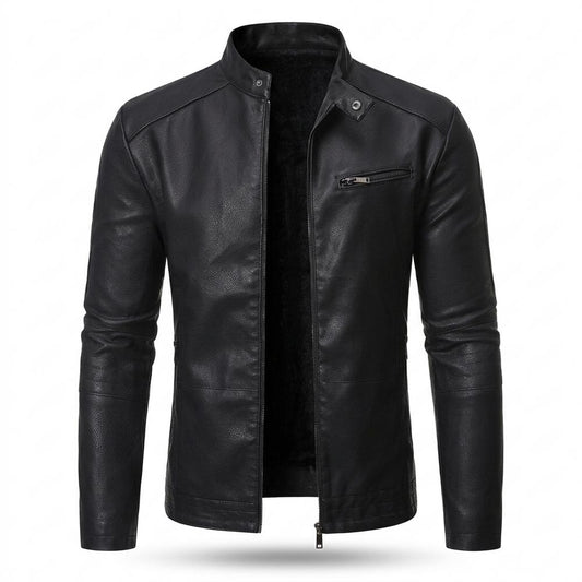 Allsaints Leather - Kehal | Fleece-Lined Stand-Collar Leather Jacket Men