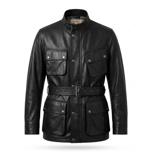 Allsaints Leather - Daven | Belted Four-Pocket Leather Jacket Men